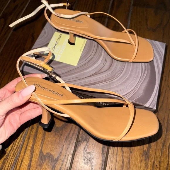 Jeffrey Campbell Leeda Ankle Strap Sandal Heels in Nude - Picture 5 of 9